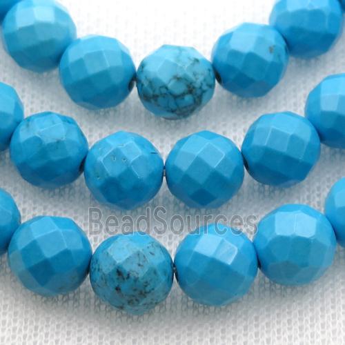 blue Sinkiang Turquoise beads, faceted round