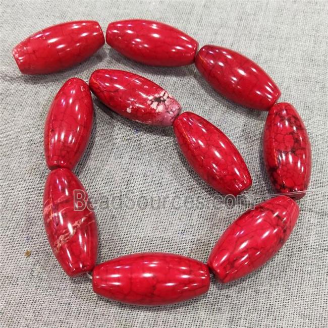 red Magnesite Turquoise barrel beads