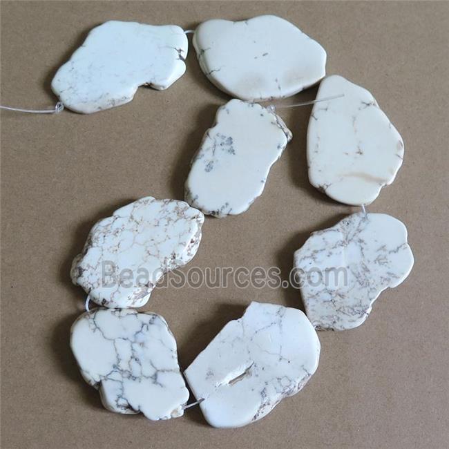 white magnesite Turquoise slice beads, freeform