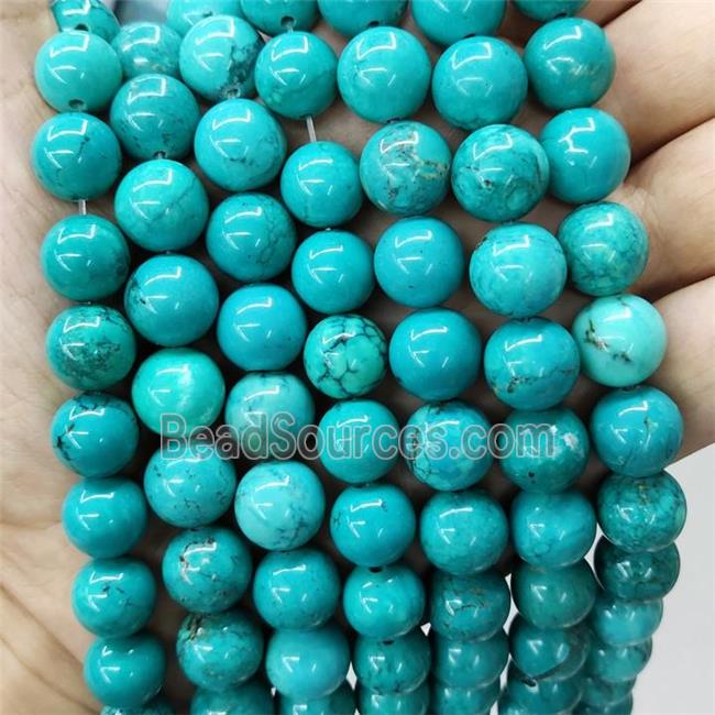 Natural Turquoise Beads Smooth Round Teal Dye