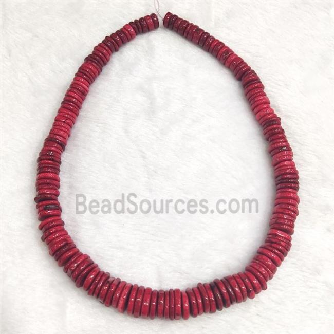 Red Turquoise Heishi Beads Graduated Dye