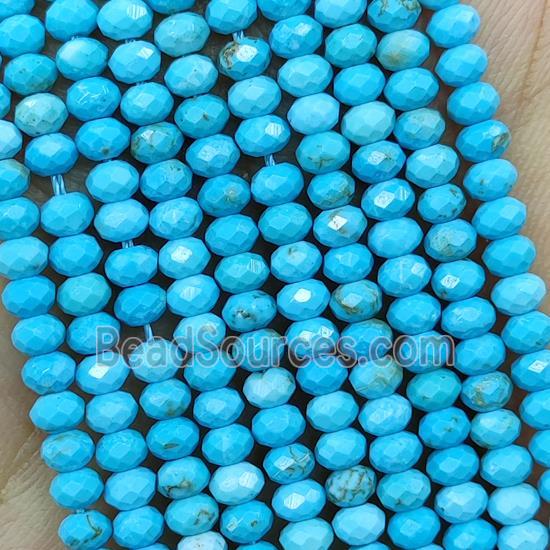 Howlite Turquoise Beads Blue Dye Faceted Rondelle