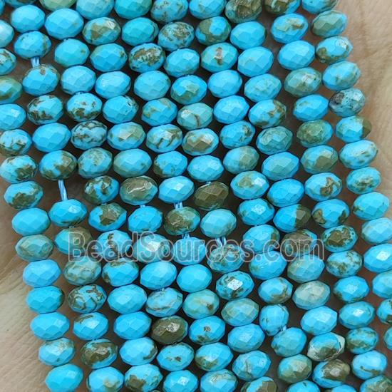 Howlite Turquoise Beads Blue Dye Faceted Rondelle