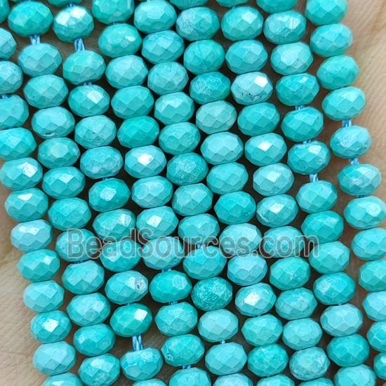 Howlite Turquoise Beads Green Dye Faceted Rondelle