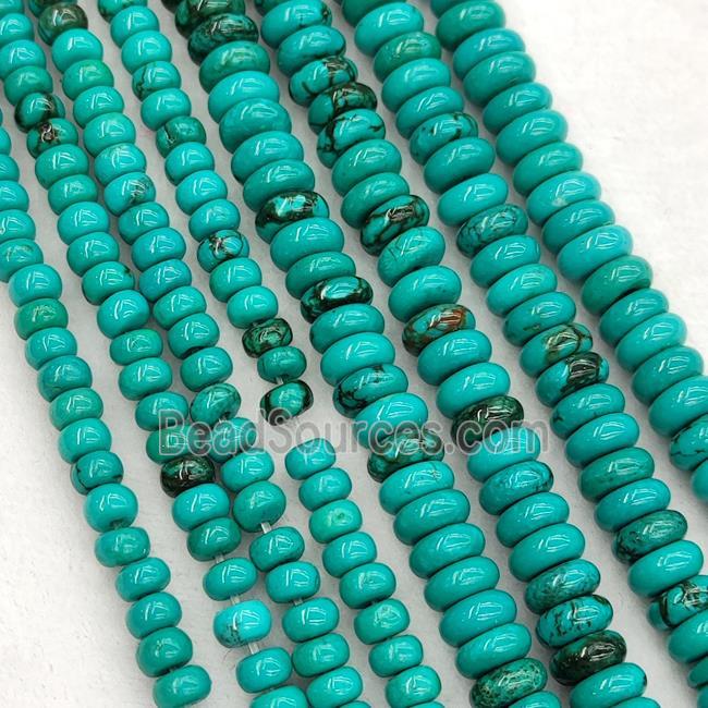 Howlite Turquoise Beads Green Dye Smooth Rondelle