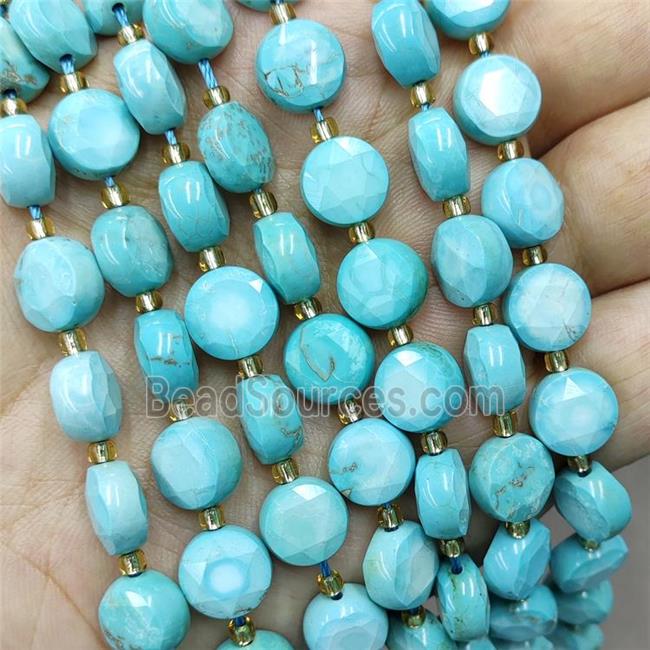 Natural Howlite Turquoise Coin Beads Teal Dye