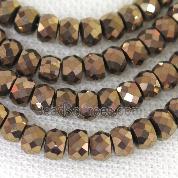 faceted Hematite rondelle beads, coffee electroplated