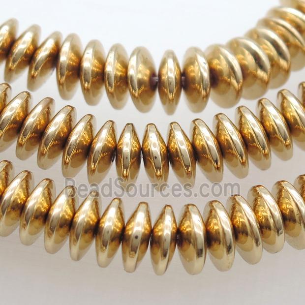 light KC-gold electroplated Hematite heishi Beads