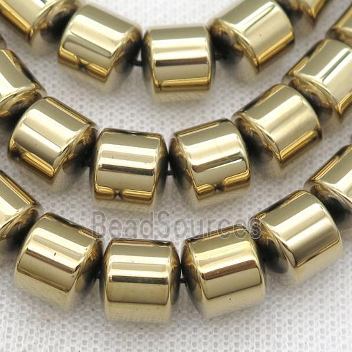 Hematite tube beads, lt.gold plated