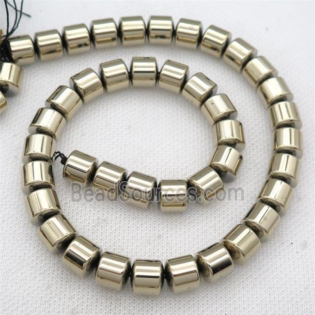 Hematite tube beads, pyrite color