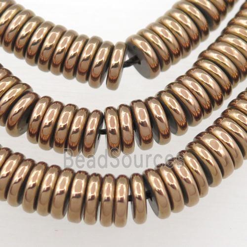 Hematite heishi beads, brown