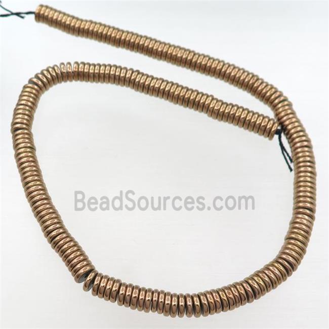 Hematite heishi beads, brown