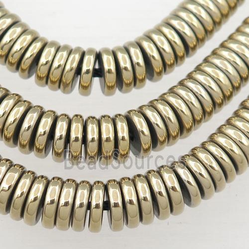 Hematite heishi beads, lt.gold