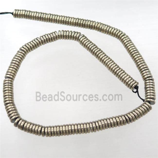 Hematite heishi beads, pyrite color