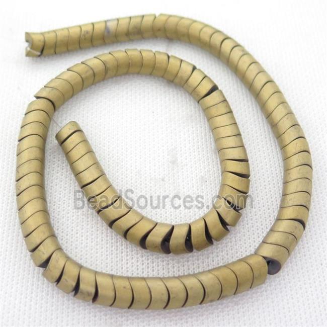 Hematite wave Beads, snakeskin, matte, gold plated