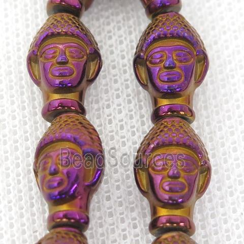 purple Hematite buddha Beads