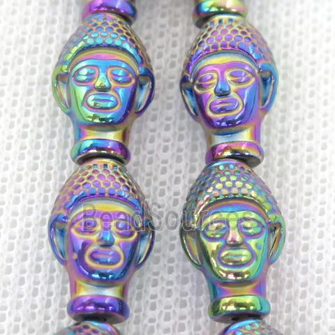 rainbow Hematite buddha Beads