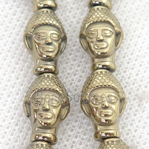 Hematite buddha Beads, pyrite color