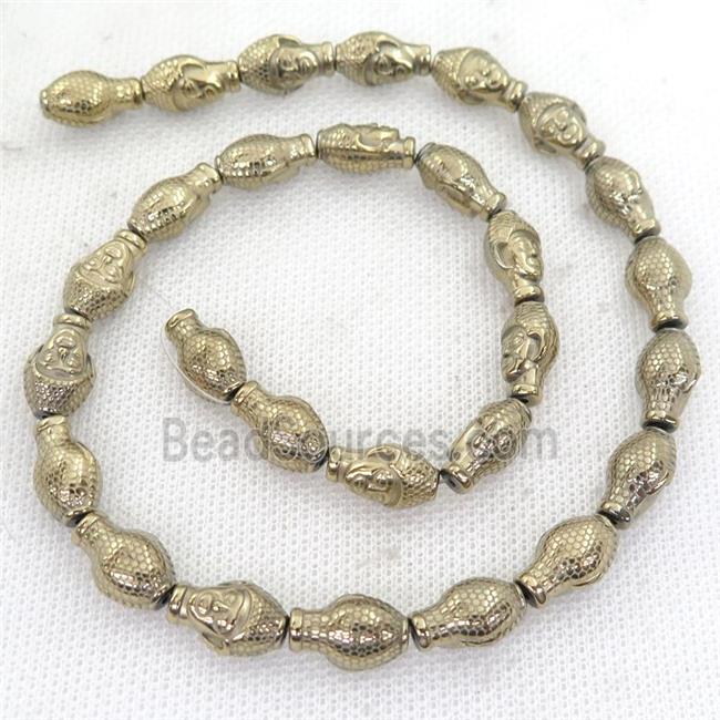 Hematite buddha Beads, pyrite color