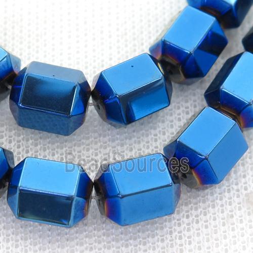 Hematite tube Beads, blue electroplated