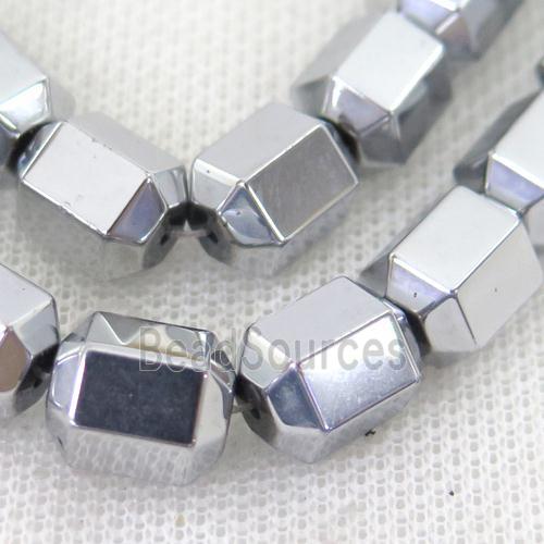 Hematite tube Beads, platinum plated