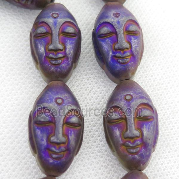 purple Hematite buddha Beads