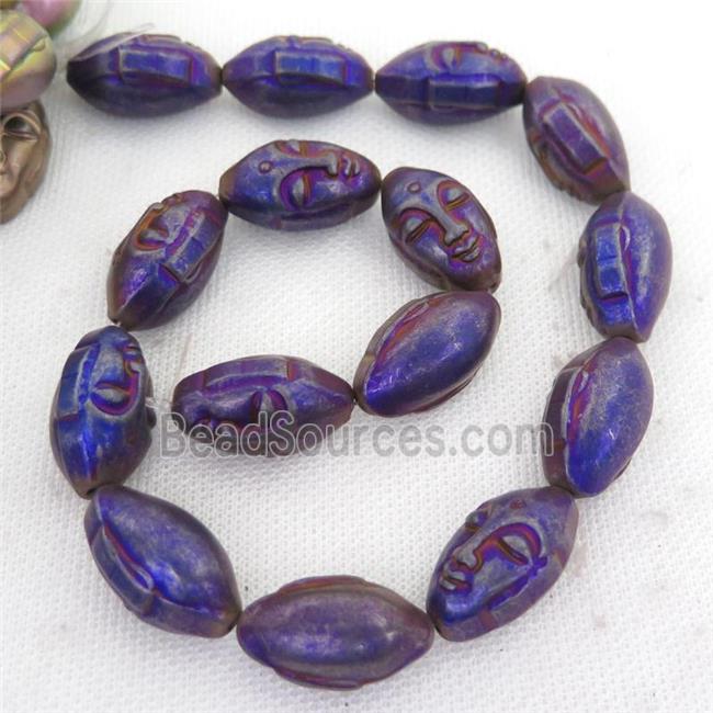 purple Hematite buddha Beads