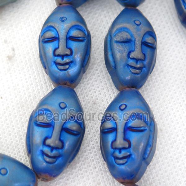 blue Hematite buddha Beads