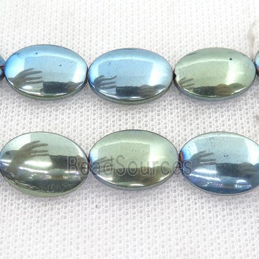 green Hematite oval beads