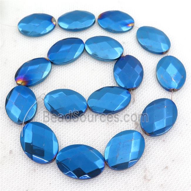 blue Hematite Beads, faceted oval