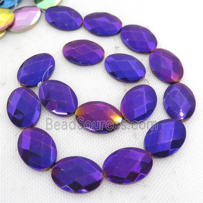 purple Hematite Beads, faceted oval