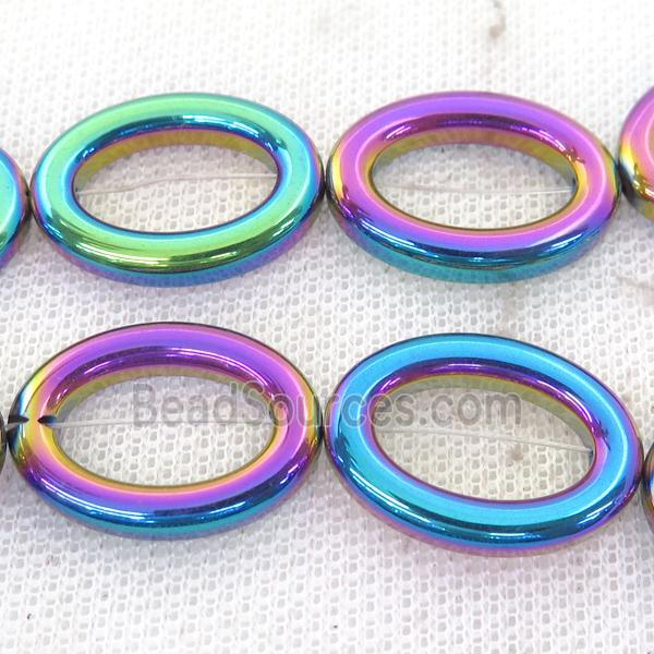 rainbow Hematite oval beads