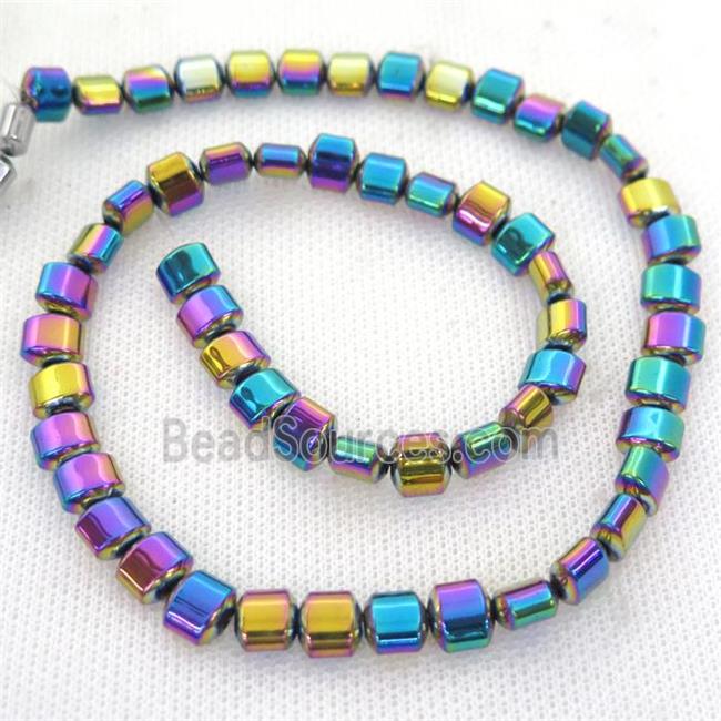 rainbow Hematite Beads, flat tube