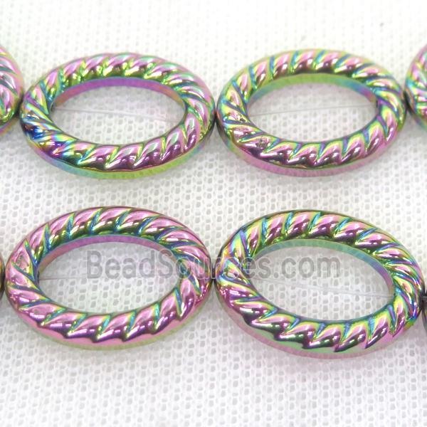 rainbow Hematite oval beads