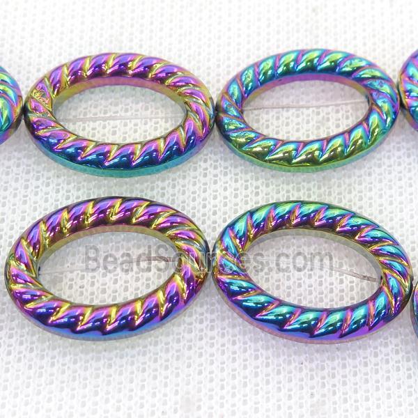 rainbow Hematite oval beads