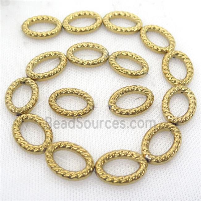 Hematite oval beads, gold plated