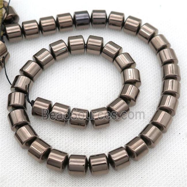 chocolate Hematite tube beads, electroplated