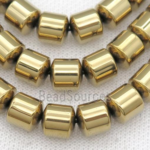 Hematite tube beads, gold plated