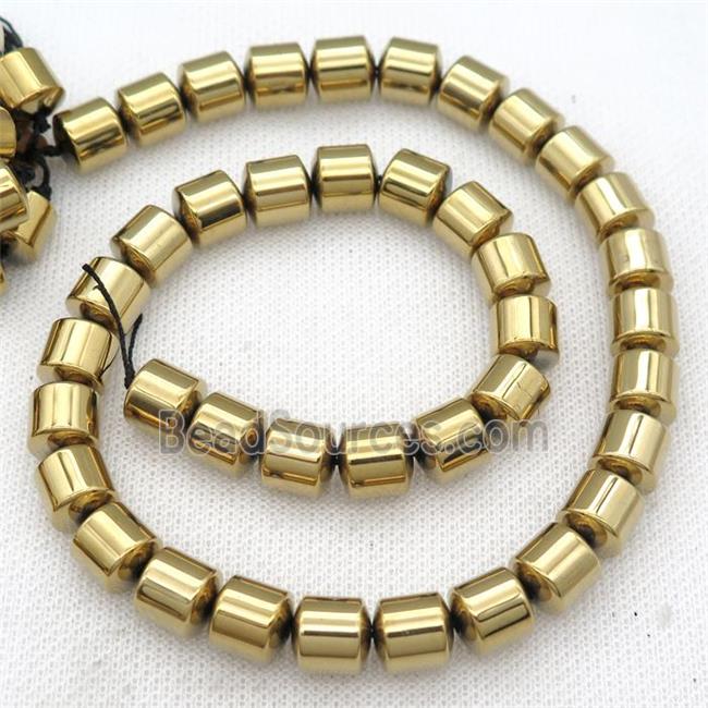 Hematite tube beads, gold plated