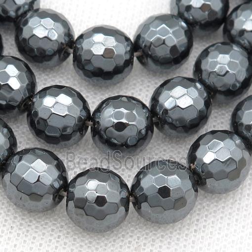 Black Hematite Beads, faceted round