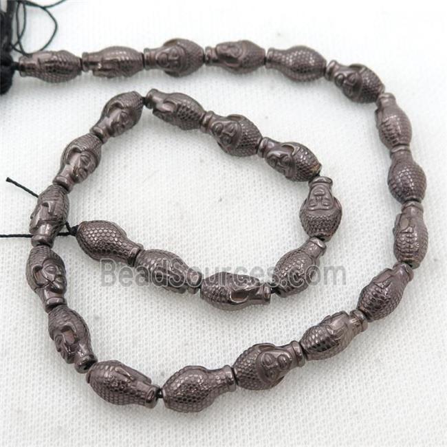 Hematite buddha beads, chocolate electroplated