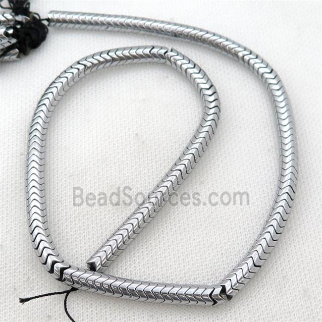 Hematite wave beads, snakeskin, platinum electroplated