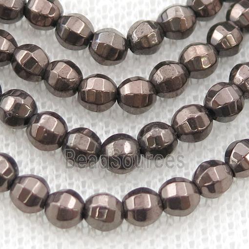 Hematite lantern beads, chocolate electroplated