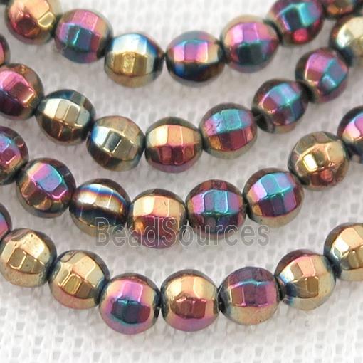 Hematite lantern beads, multicolor electroplated