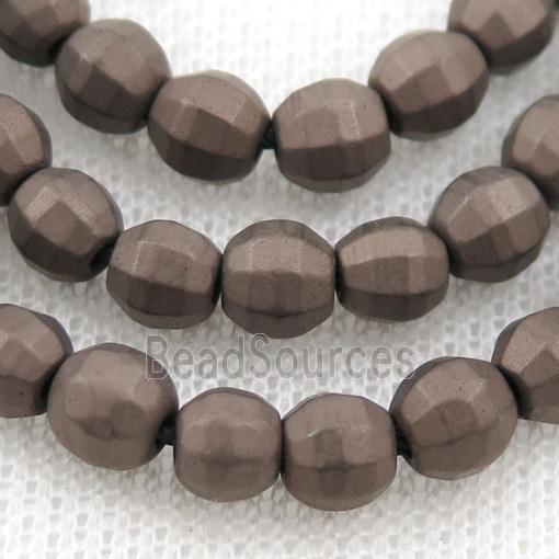 matte Hematite lantern beads, chocolate electroplated