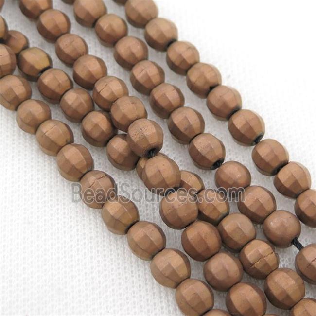 matte Hematite lantern beads, brown electroplated