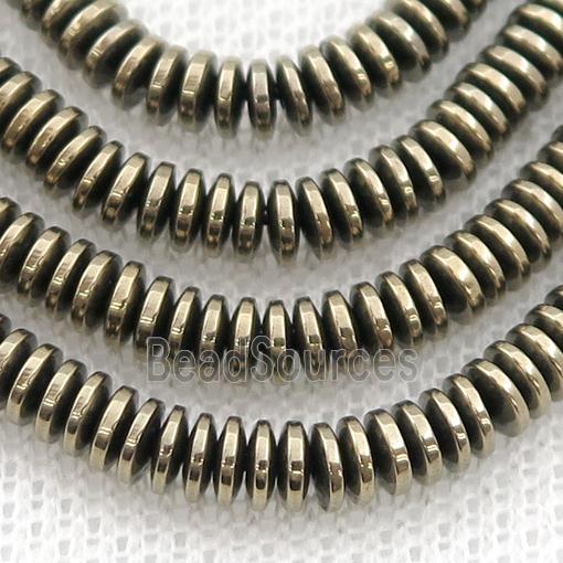 Hematite heishi beads, pyrite color electroplated