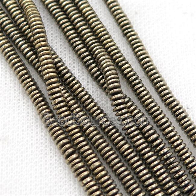 Hematite heishi beads, pyrite color electroplated