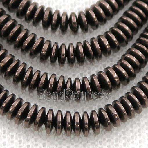 Hematite heishi beads, chocolate electroplated