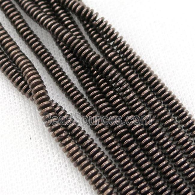 Hematite heishi beads, chocolate electroplated